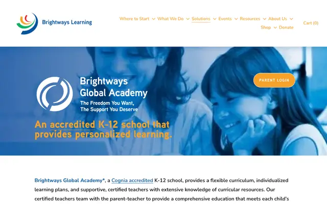 Screenshot of brightwayslearning.org