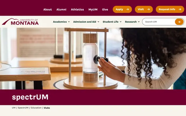 Screenshot of umt.edu
