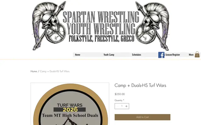 Screenshot of spartanyouthwrestling.com