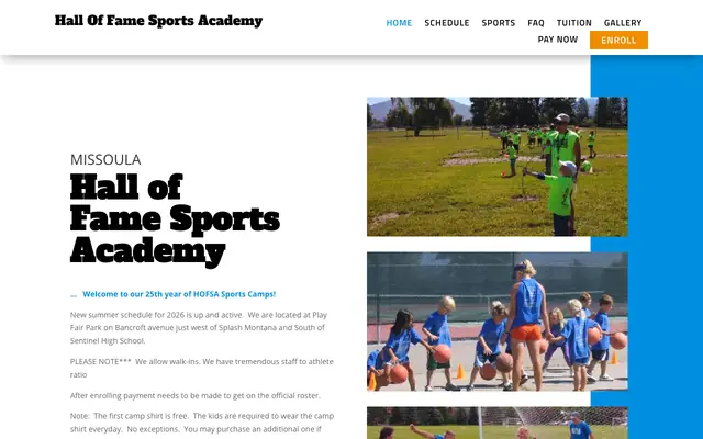 Screenshot of halloffamesportsacademy.com