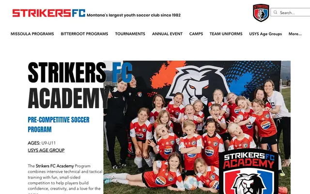 Screenshot of strikersfcmt.org