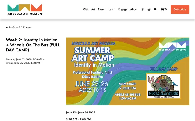 Screenshot of missoulaartmuseum.org
