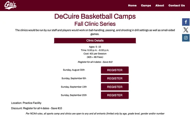 Screenshot of montanabasketballcamps.com