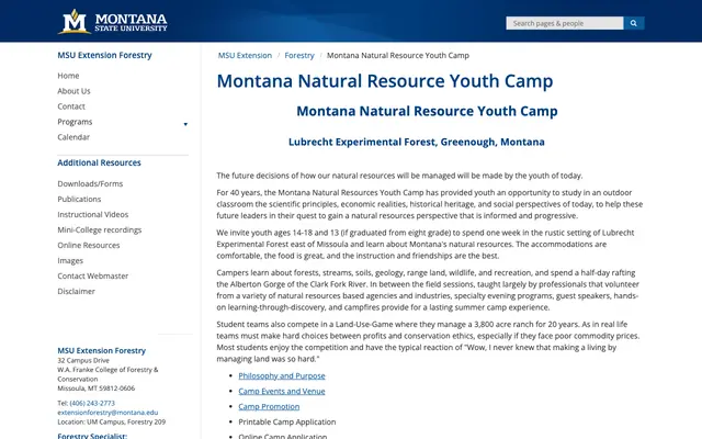 Screenshot of montana.edu