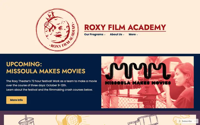 Screenshot of roxyfilmacademy.org