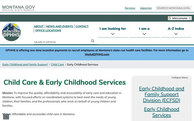 Screenshot of dphhs.mt.gov