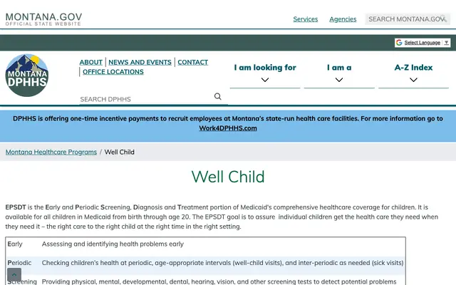 Screenshot of dphhs.mt.gov