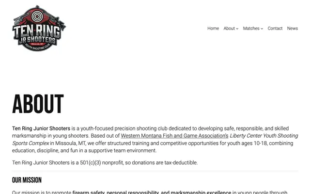 Screenshot of tenringjuniors.org