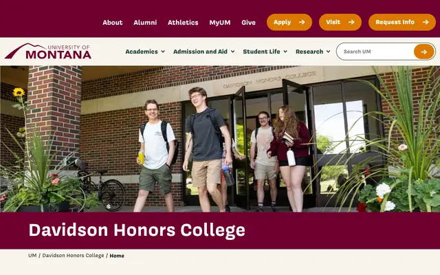 Screenshot of umt.edu
