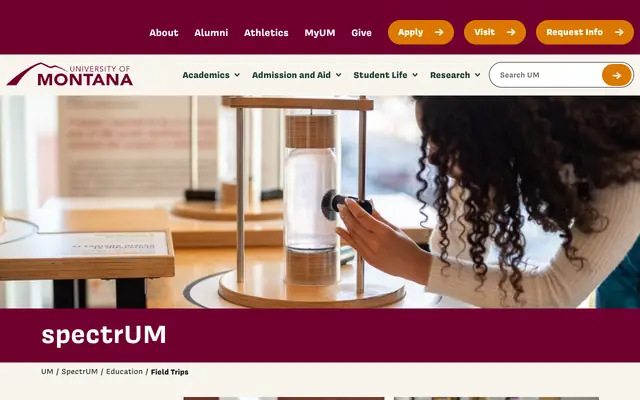 Screenshot of umt.edu