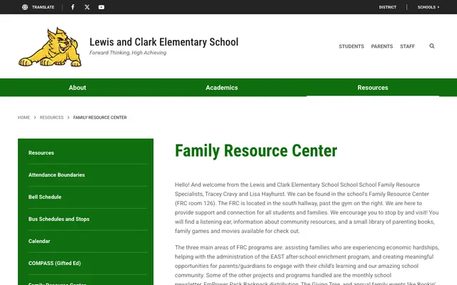 Screenshot of lewisandclark.mcpsmt.org