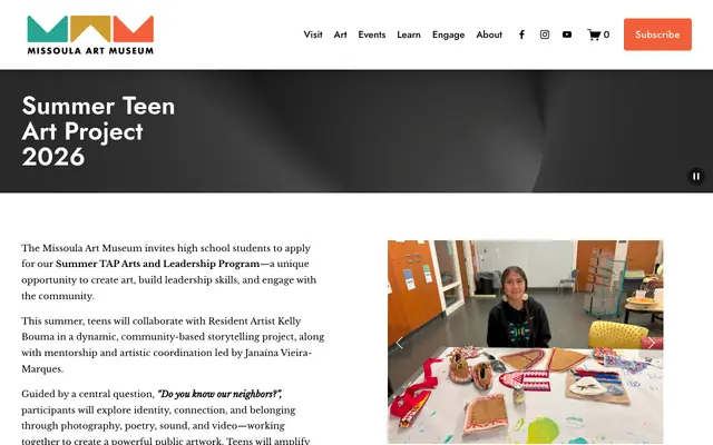 Screenshot of missoulaartmuseum.org