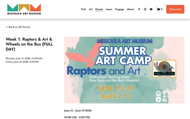 Screenshot of missoulaartmuseum.org