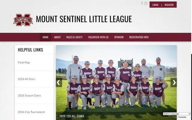 Screenshot of missoulalittleleague.org