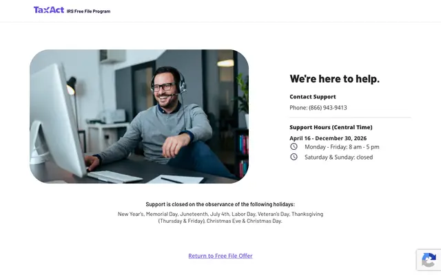 Screenshot of taxact.com