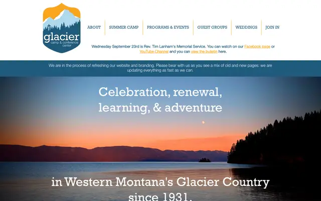 Screenshot of glaciercamp.org
