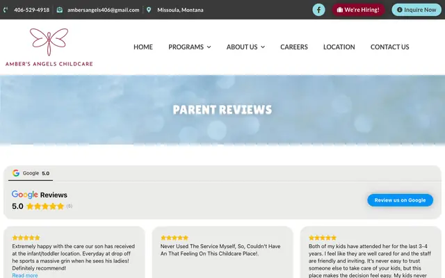 Screenshot of ambersangelschildcare.com