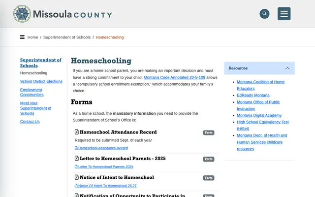 Screenshot of missoulacounty.gov