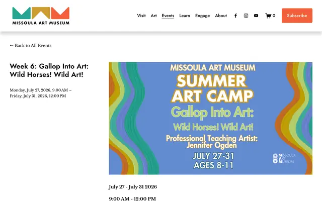 Screenshot of missoulaartmuseum.org