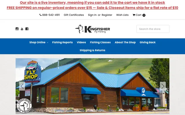Screenshot of kingfisherflyshop.com